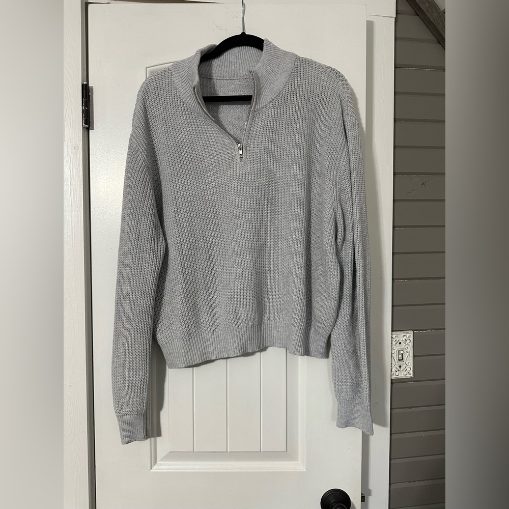 Zyia Dove Gray 1/4 Zip Ingrid Sweater XXL